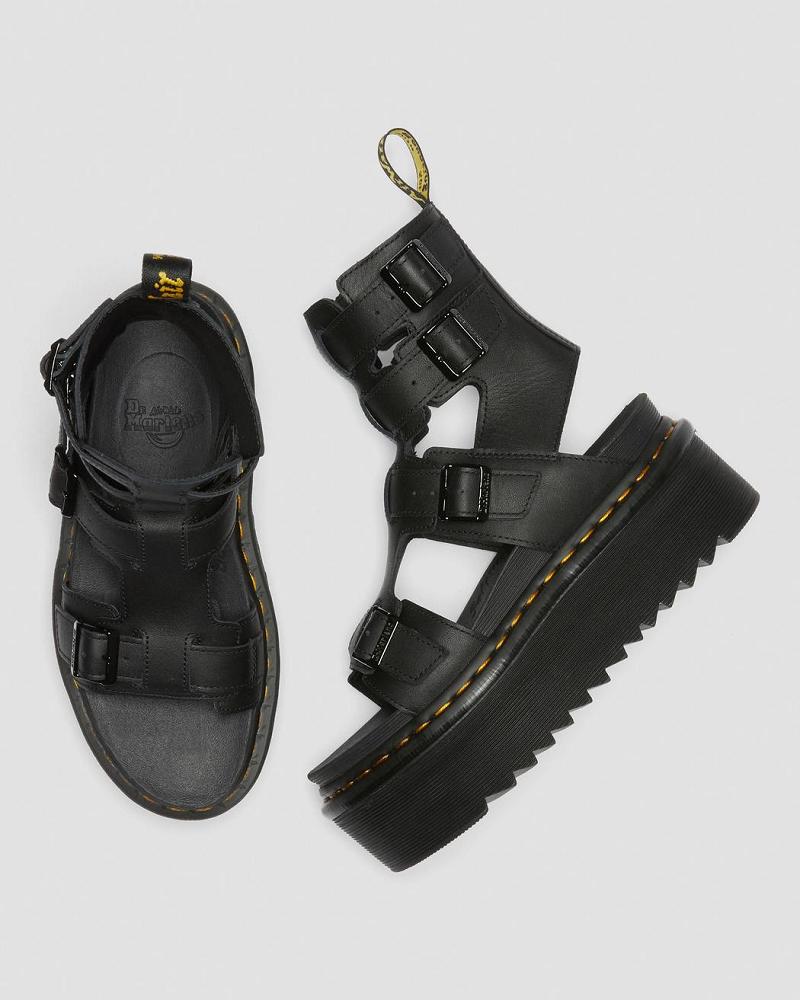 Dr Martens Giavanna Leren Platform Gladiator Sandalen Dames Zwart | NL 491HAP